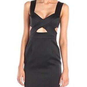 Cynthia Rowley Black Satin Matte Cutout Dress